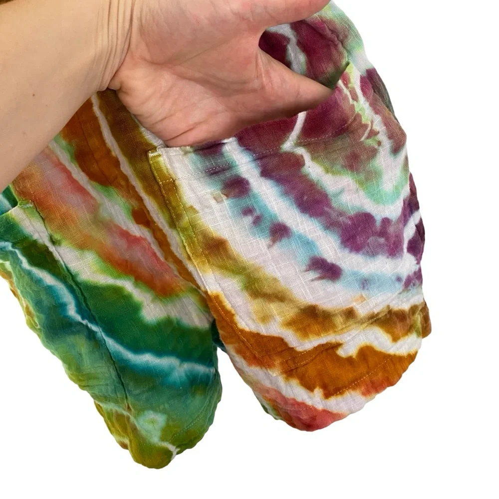 Handmade Geode Tie Dye Romper Shorts Womens XS Jumper Jumpsuit Pockets Multi - Picture 5 of 14